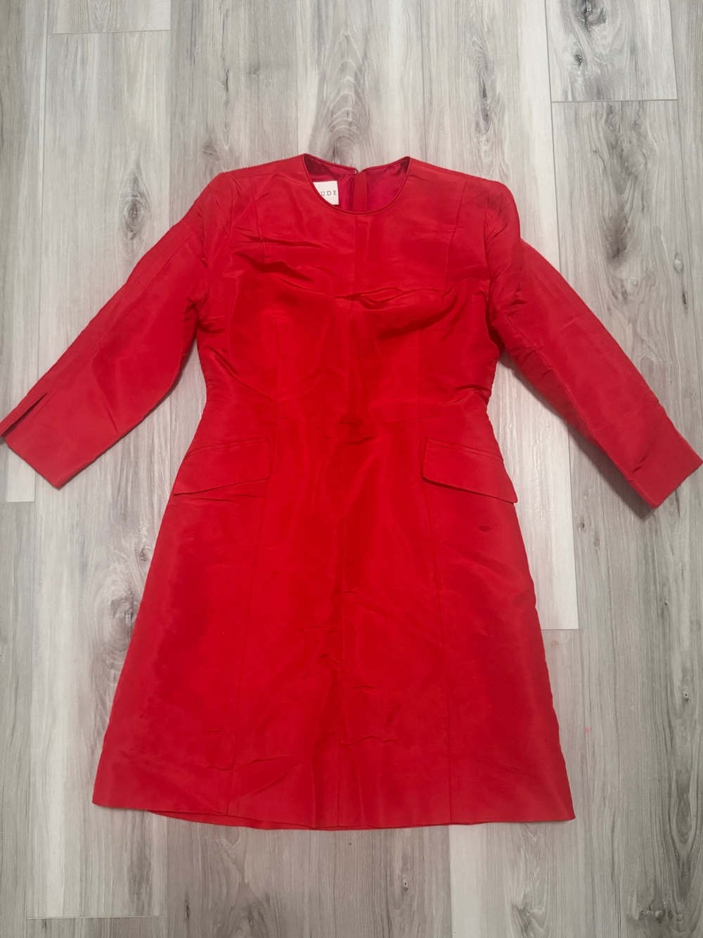 ISOUDE Luxury Red Tail Sleeve Sheath Dress